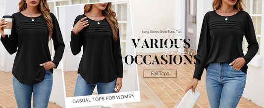 ZESICA Women's Fashion Long Sleeve Pleated Tunic Blouse Black Size L