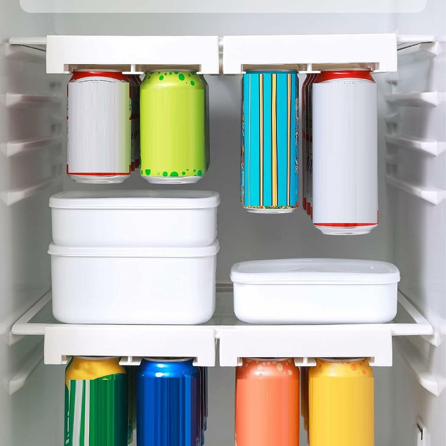 Soda Can Dispenser Rack Organizer for Refrigerator Holds 8 Cans 12Oz 16Oz