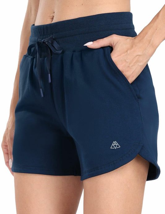 Haimont Women's Cotton 4" Sweat Shorts Navy Pockets Size S