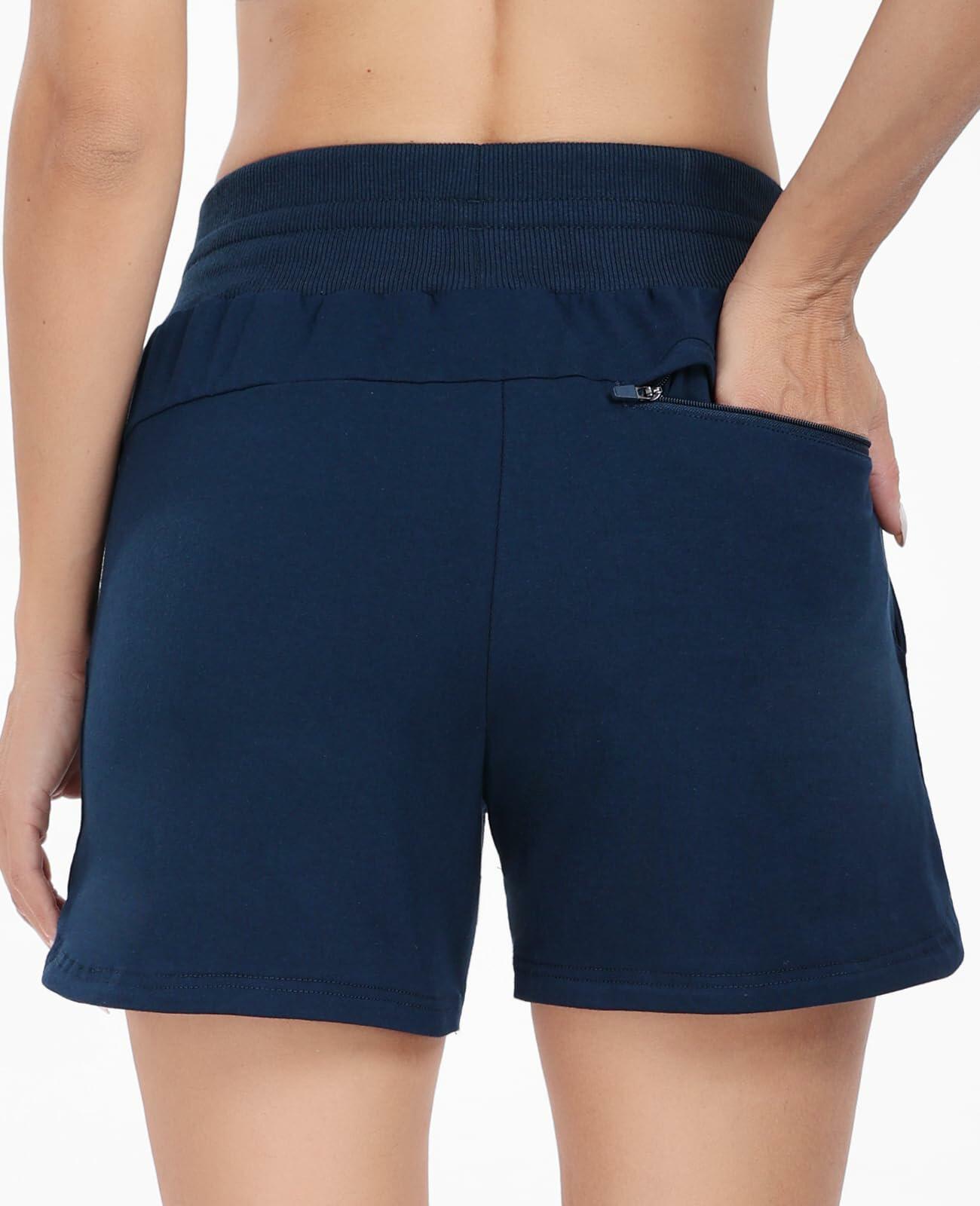 Haimont Women's Cotton 4" Sweat Shorts Navy Pockets Size S