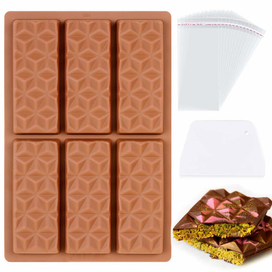 KASHME Chocolate Bar Mold Silicone Deep Large 1 Inch Brown 1 Pc