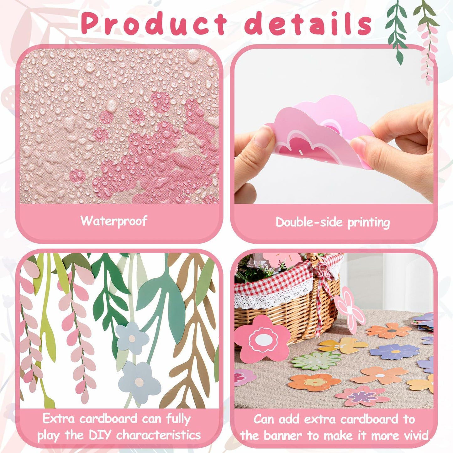 Epakh 8.2ft Colorful Wildflower Daisy Paper Garland Banner Spring Summer