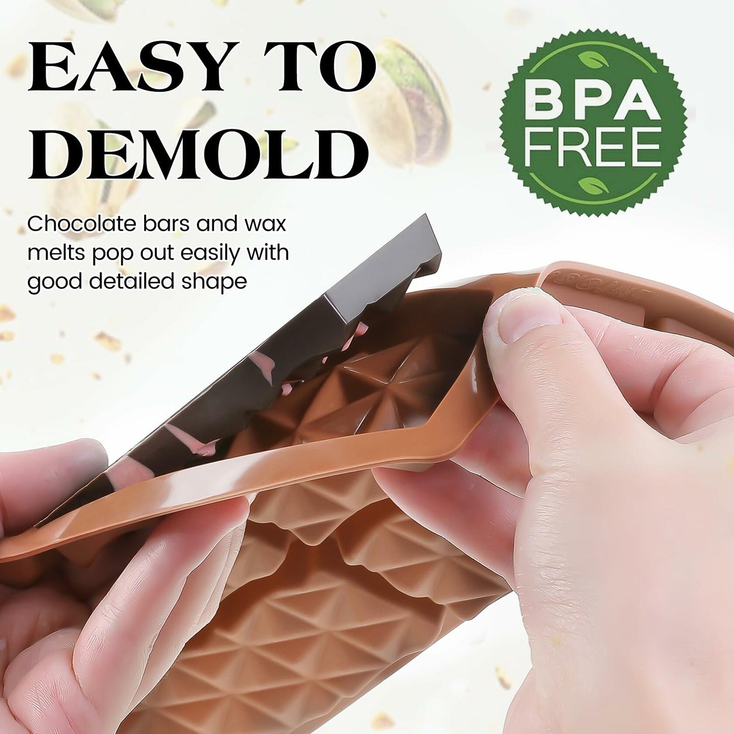 KASHME Chocolate Bar Mold Silicone Deep Large 1 Inch Brown 1 Pc