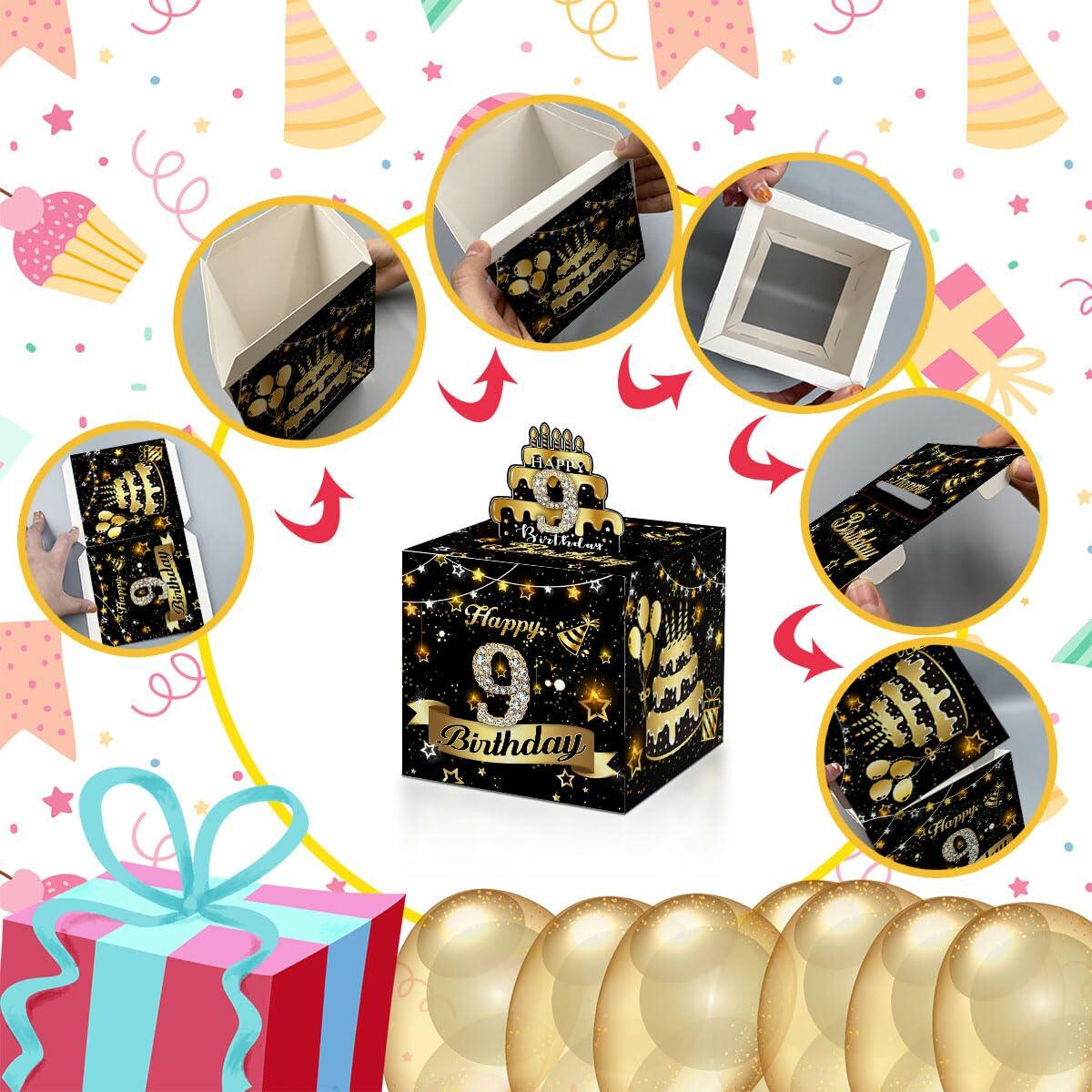 Toerifer 9th Birthday Money Box Set Black Gold PVC One Size