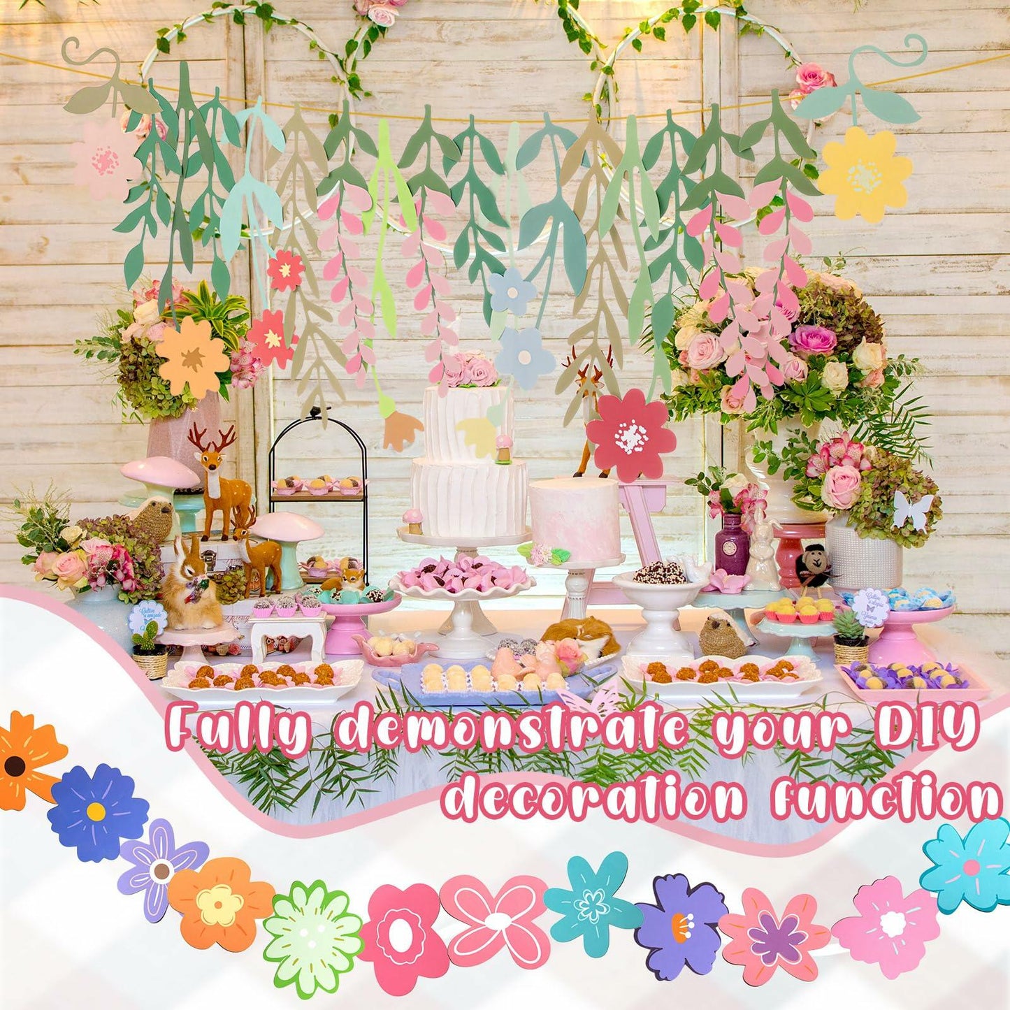 Epakh 8.2ft Colorful Wildflower Daisy Paper Garland Banner Spring Summer