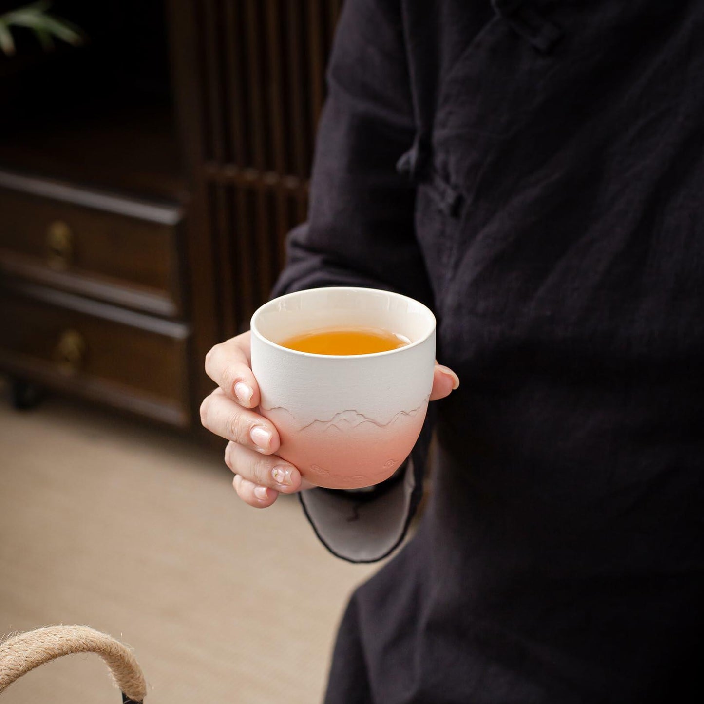 TEANAGOO Japanese Tea Cup 5.6oz Gradient Pink White 4 Pcs Box