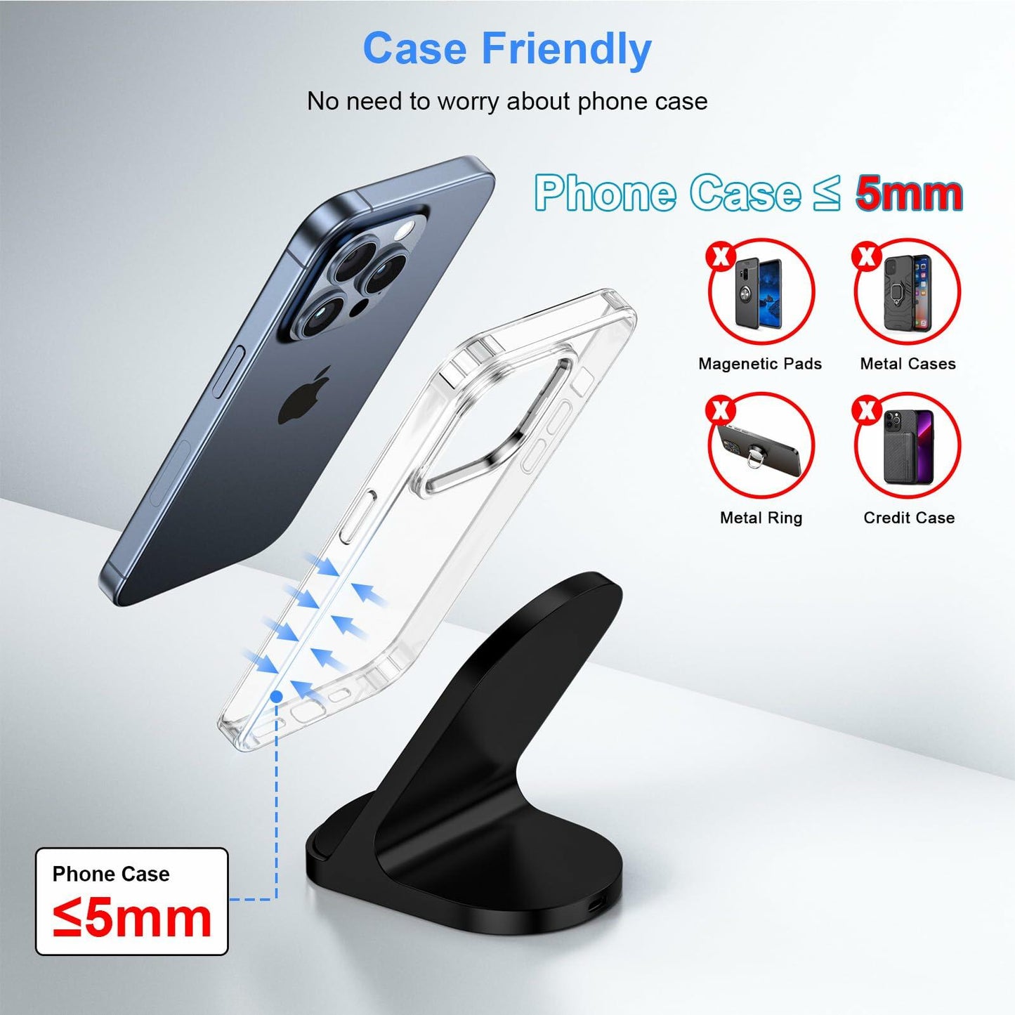 Sicodo Wireless Charger Stand 15W for Samsung S25 Ultra S24+ S23FE S22 S21 Black