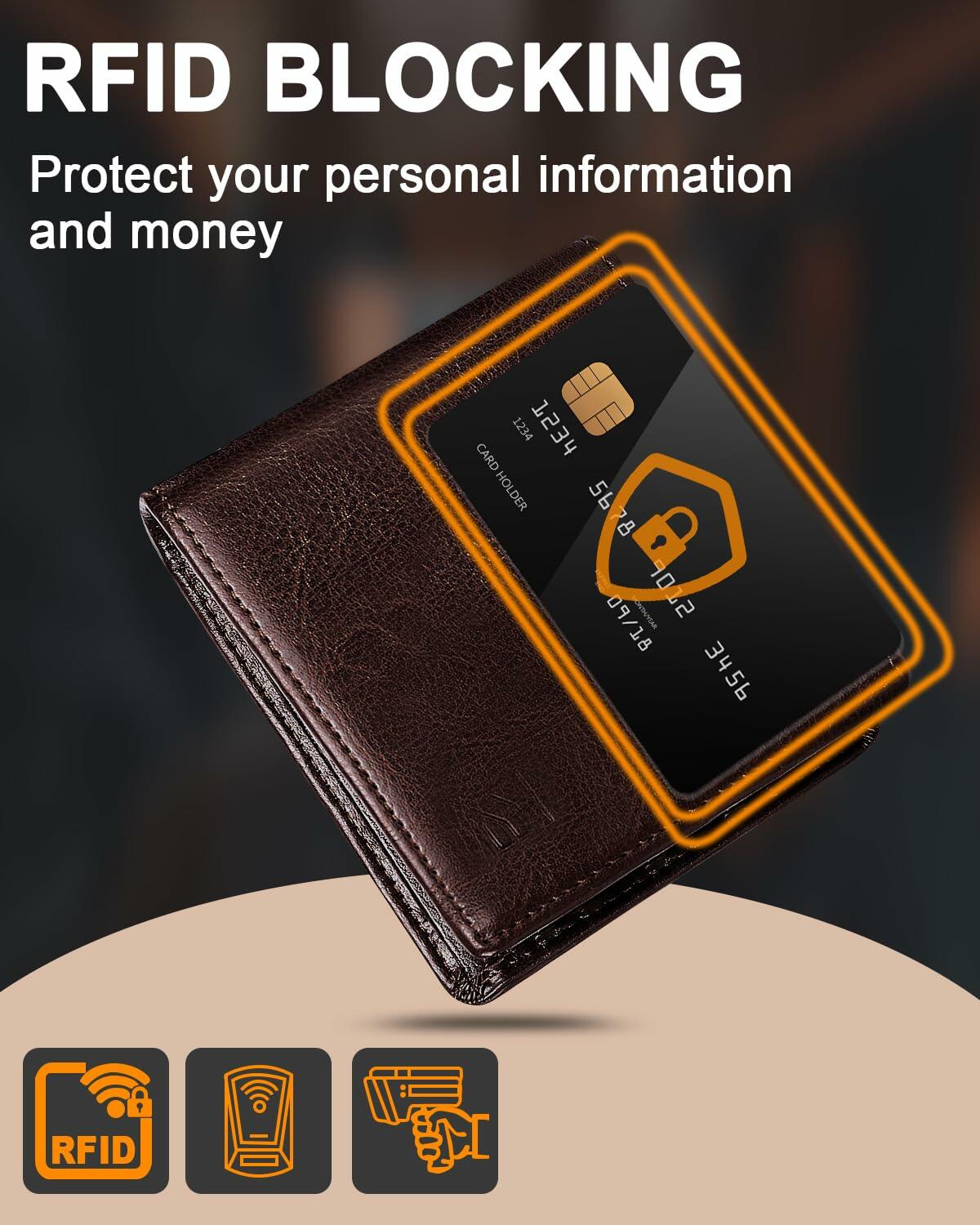 FLETUTE Full-Grain Leather Slim Airtag Wallet Mens Luxury Blue