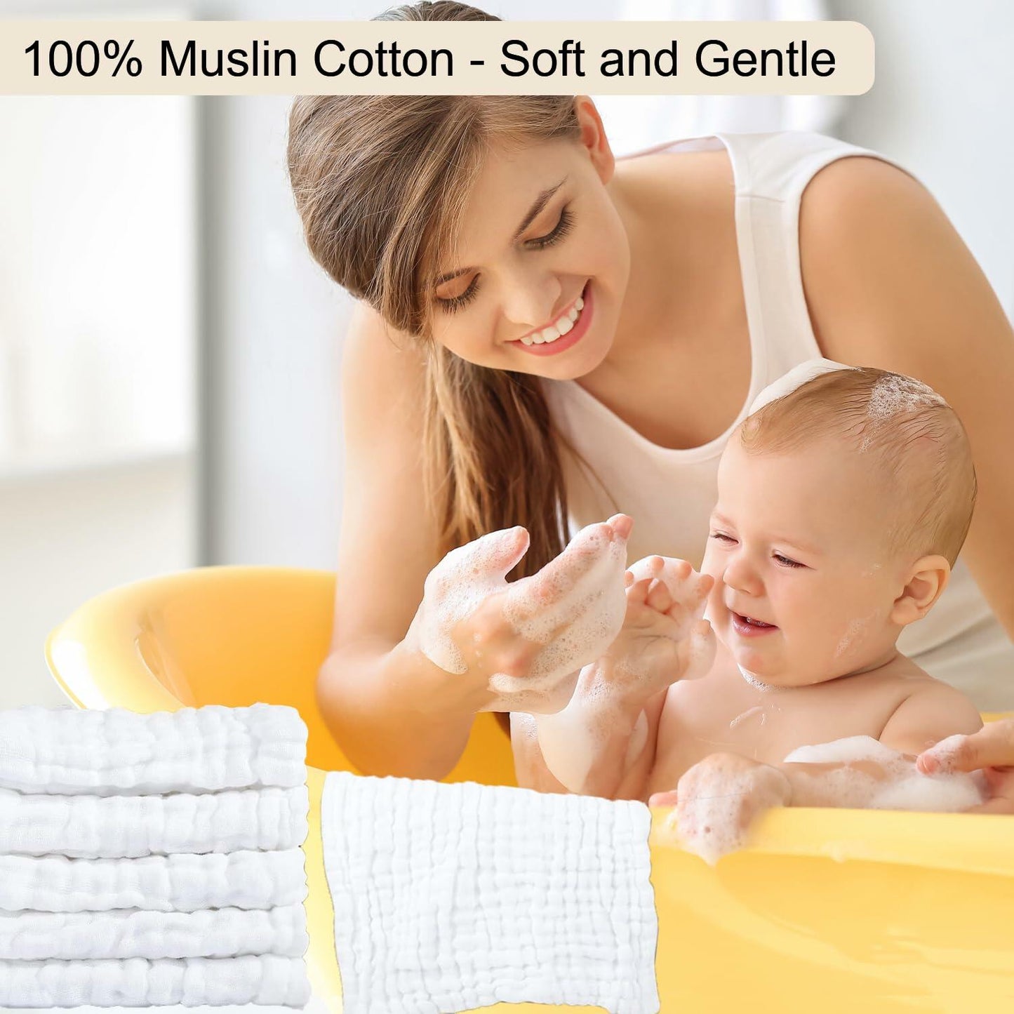 ROXANEPIG Organic Cotton Muslin Burp Cloths 8 Pack White Large 20x10