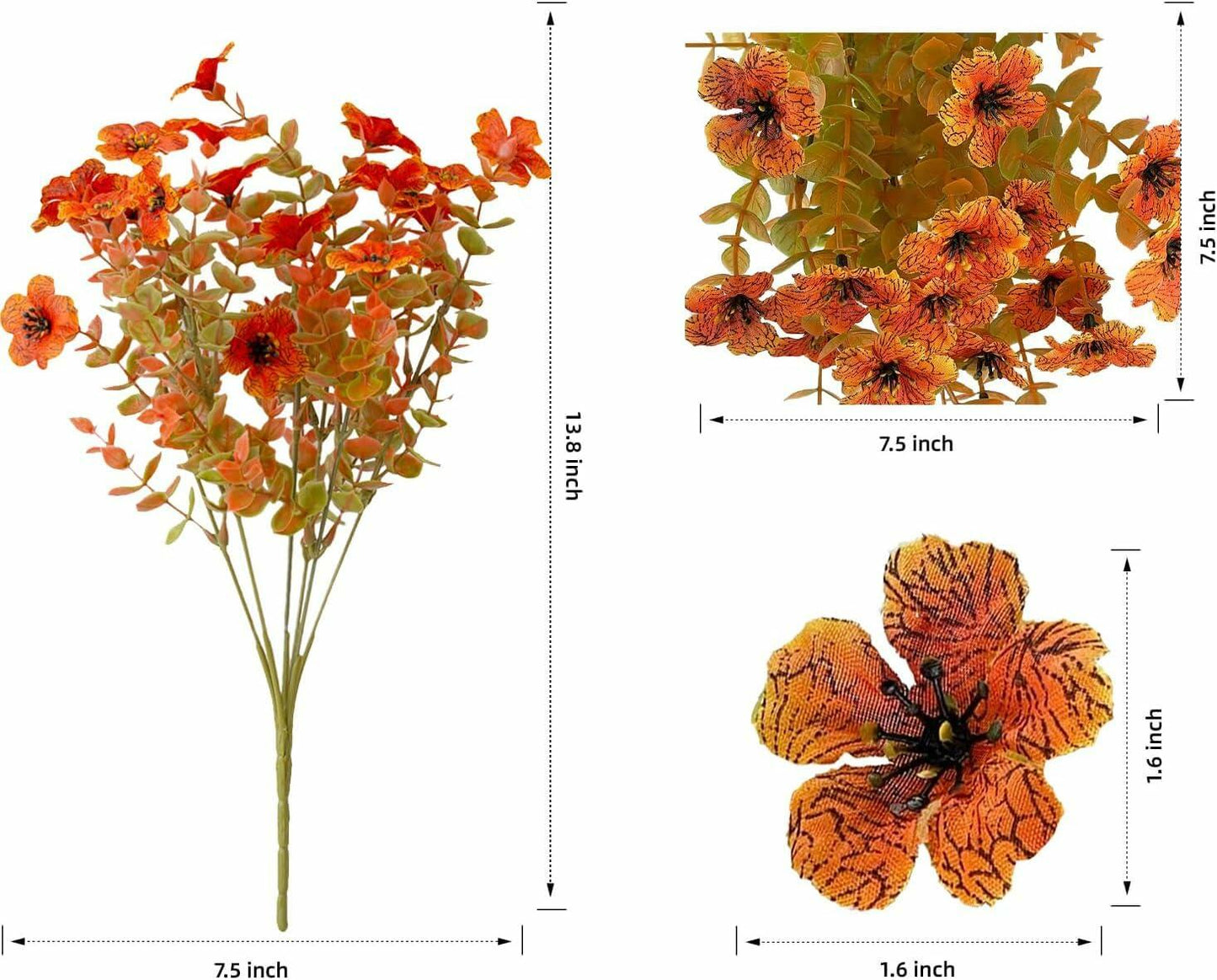 NAWEIDA Artificial Fall Flowers 12 Bundles Daisy Eucalyptus UV Resistant