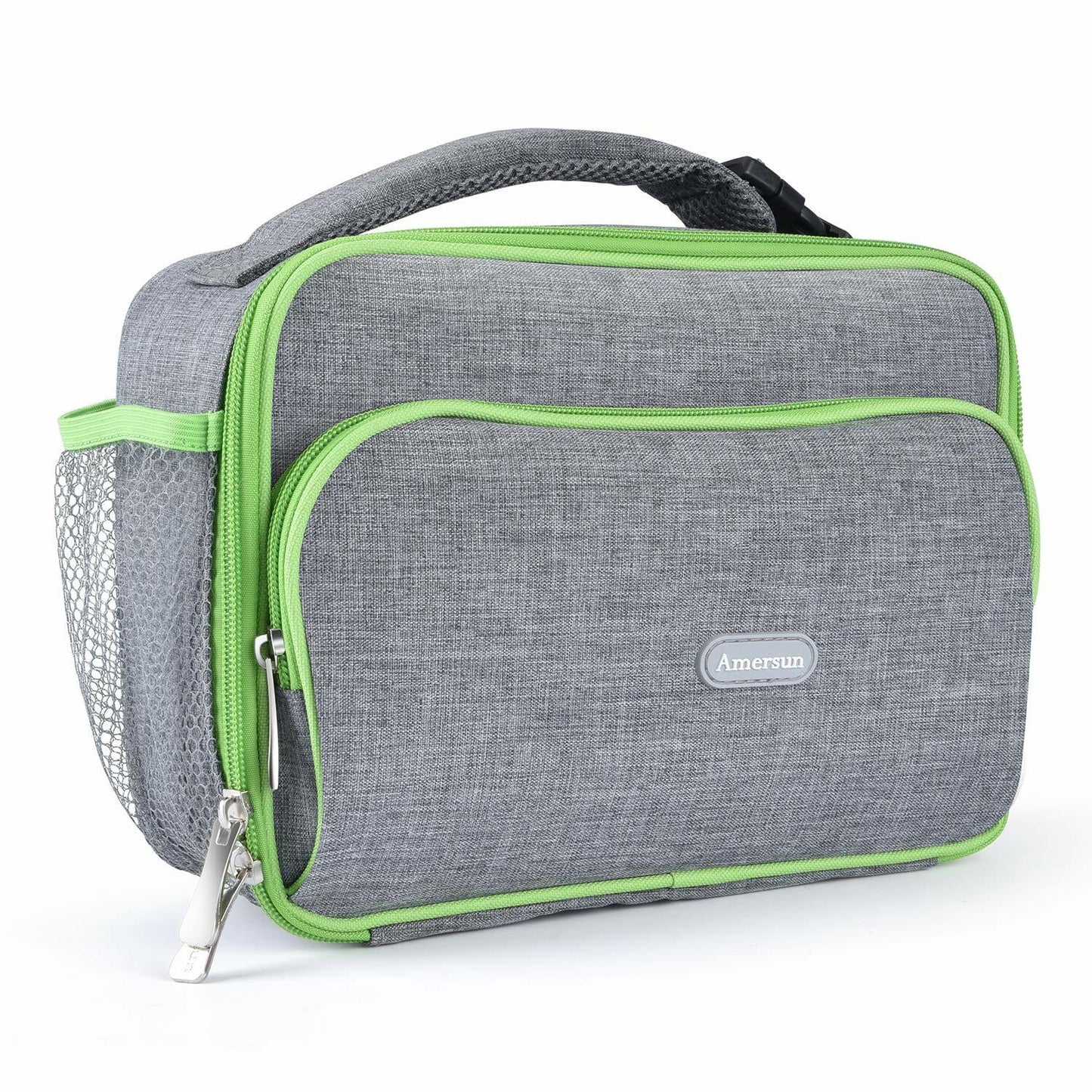 Amersun Insulated Lunch Box with 2 Pockets Padded Liner Dark Gray 4 Compartments