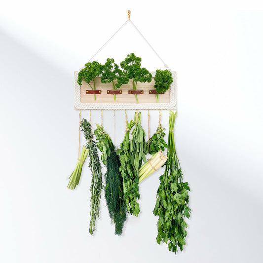 heiwinner Herb Drying Rack Hanging Rustic Wood 4-Compartment 15.7x5.9x0.59