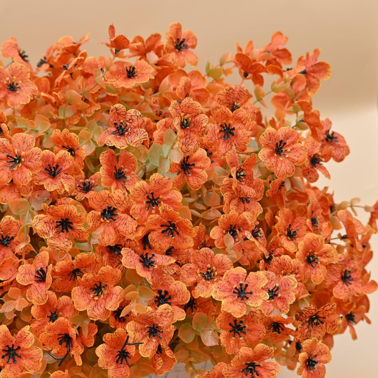 NAWEIDA Artificial Fall Flowers 12 Bundles Daisy Eucalyptus UV Resistant