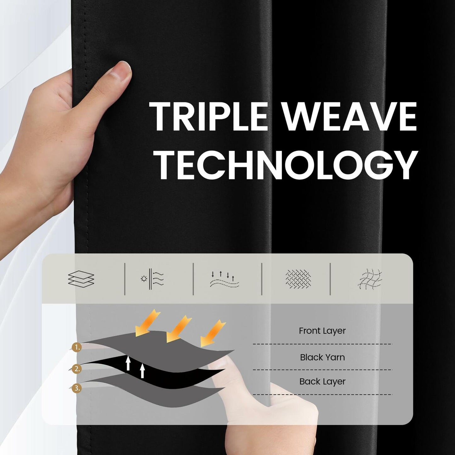 Phating Blackout Room Divider Curtain 1 Panel 10x7ft Black Fabric Solid