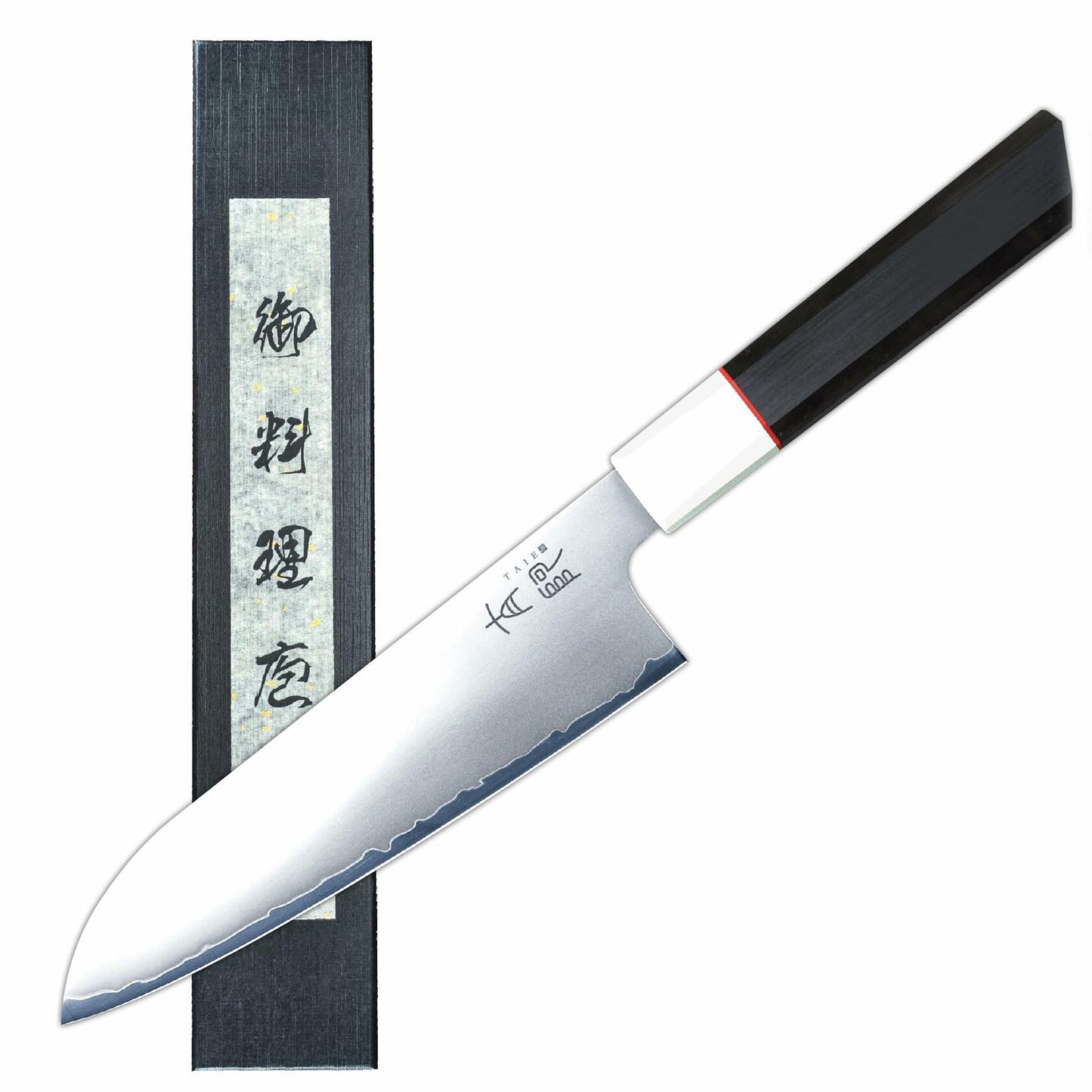 TAIE Santoku Kitchen Knife 7in Japanese 9Cr18Mov Steel G10 Handle Silver