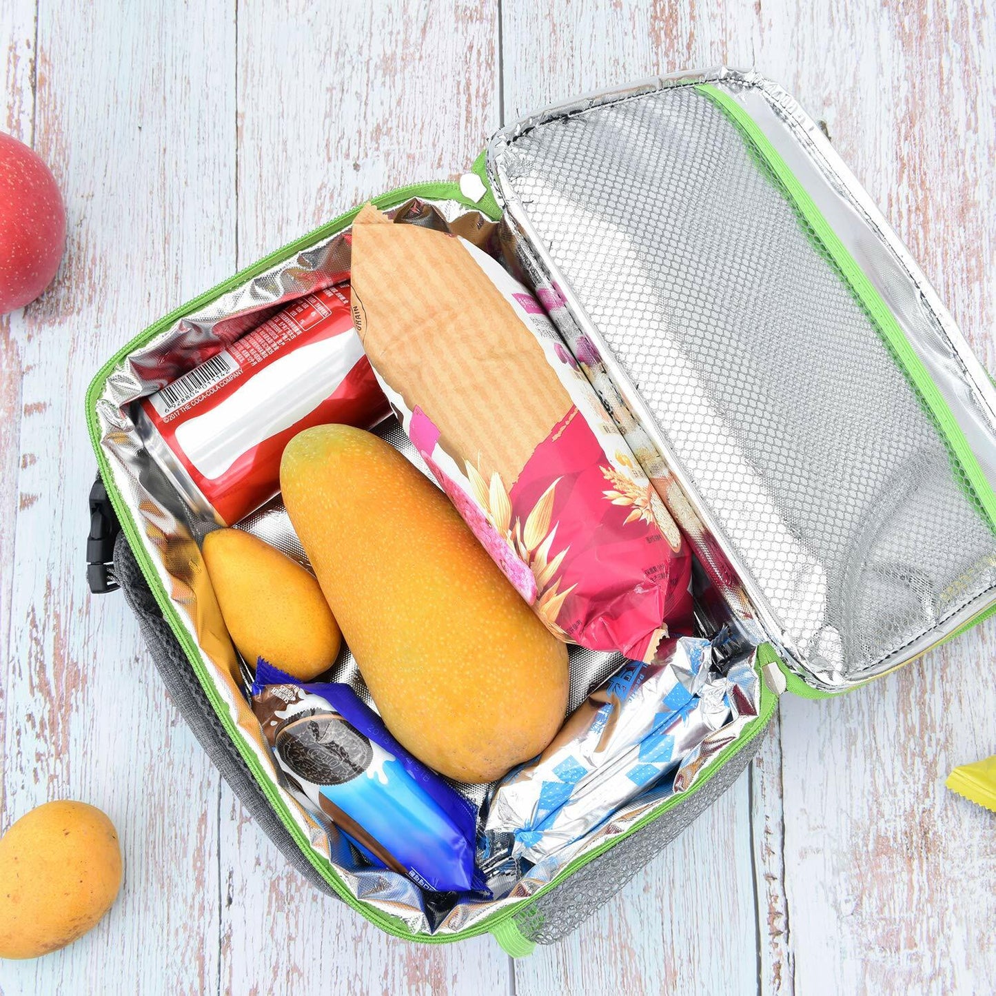 Amersun Insulated Lunch Box with 2 Pockets Padded Liner Dark Gray 4 Compartments