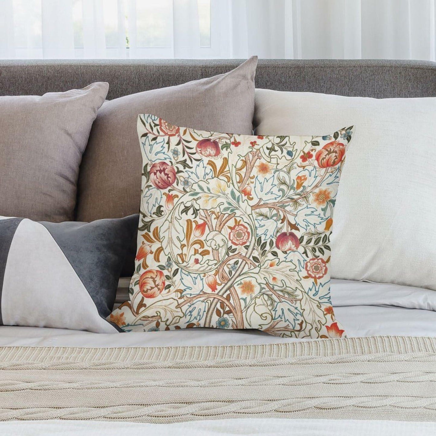 Yaemikoo William Morris Vintage Floral Throw Pillow Covers Set of 2 18x18