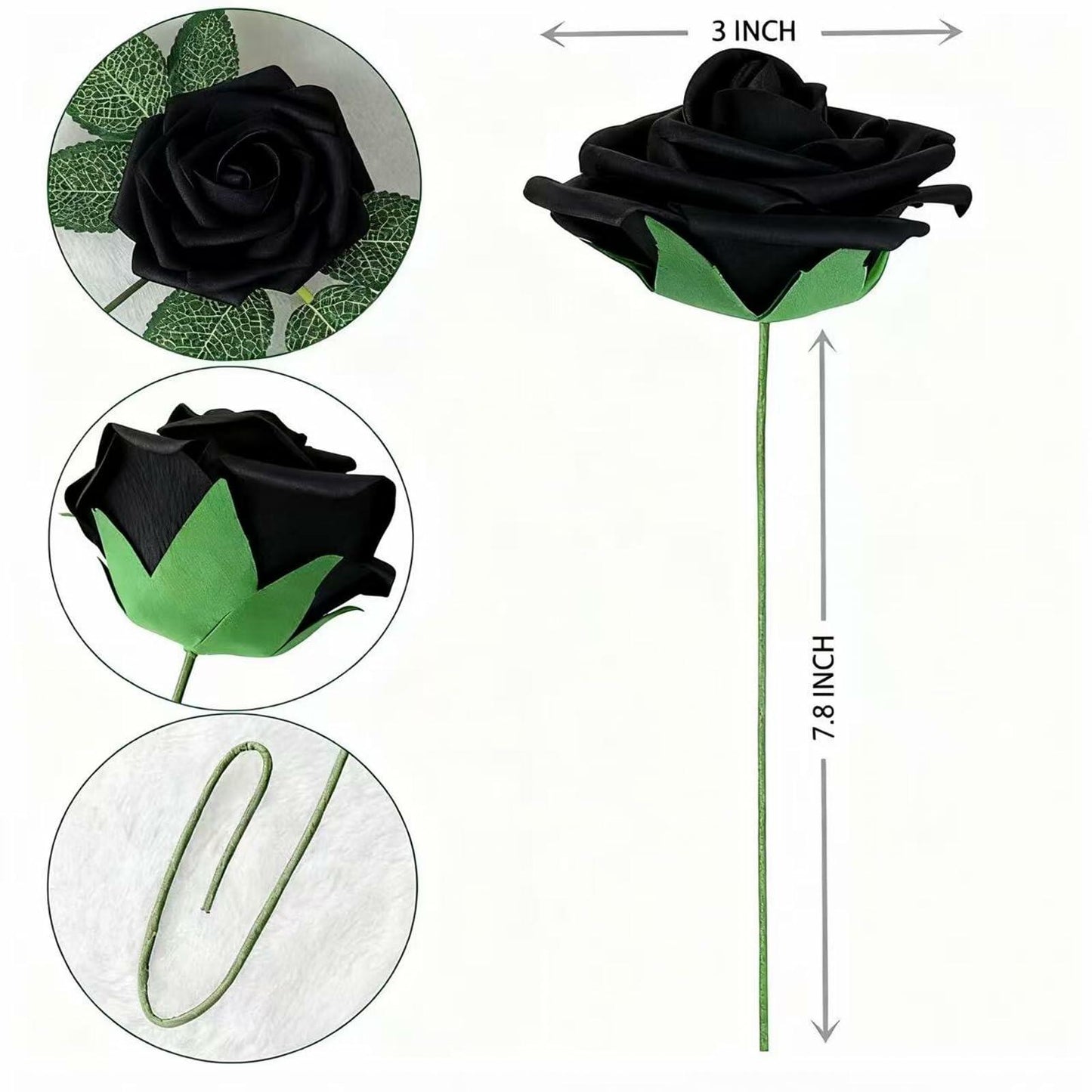 Yaqulen 60Pcs Artificial Foam Rose Flowers with Stems Red for Decorations