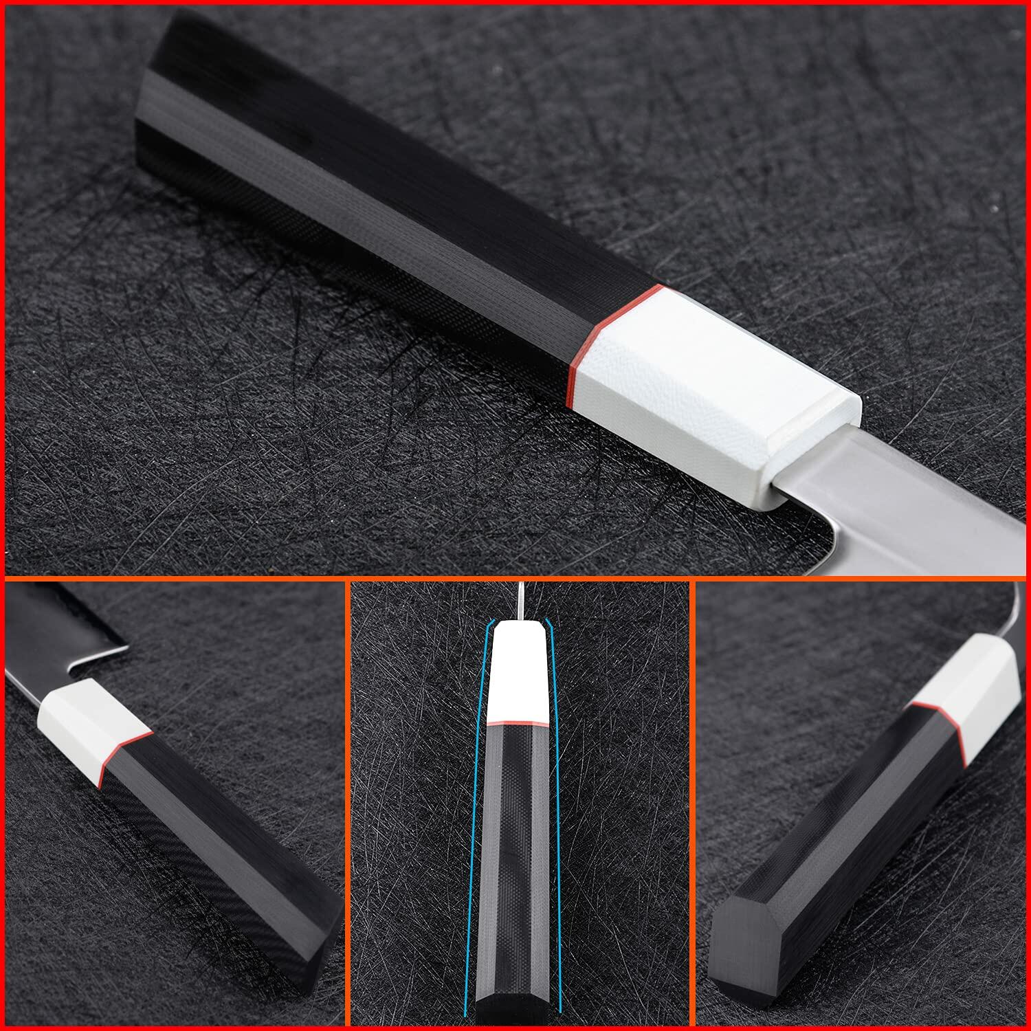 TAIE Santoku Kitchen Knife 7in Japanese 9Cr18Mov Steel G10 Handle Silver