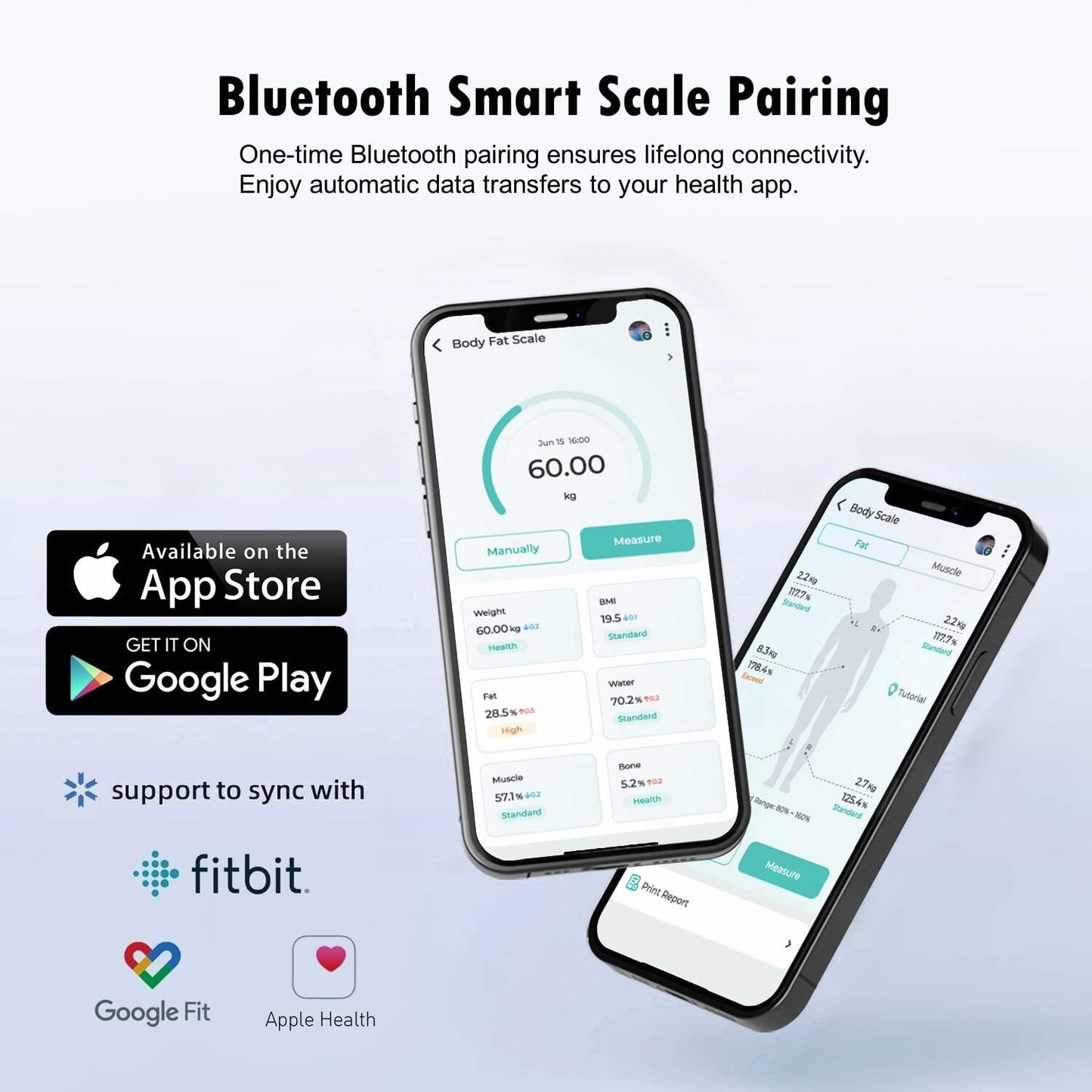 NUTRI FIT Smart Scale Body Weight BMI Muscle Fat Bluetooth 7-in-1 Black