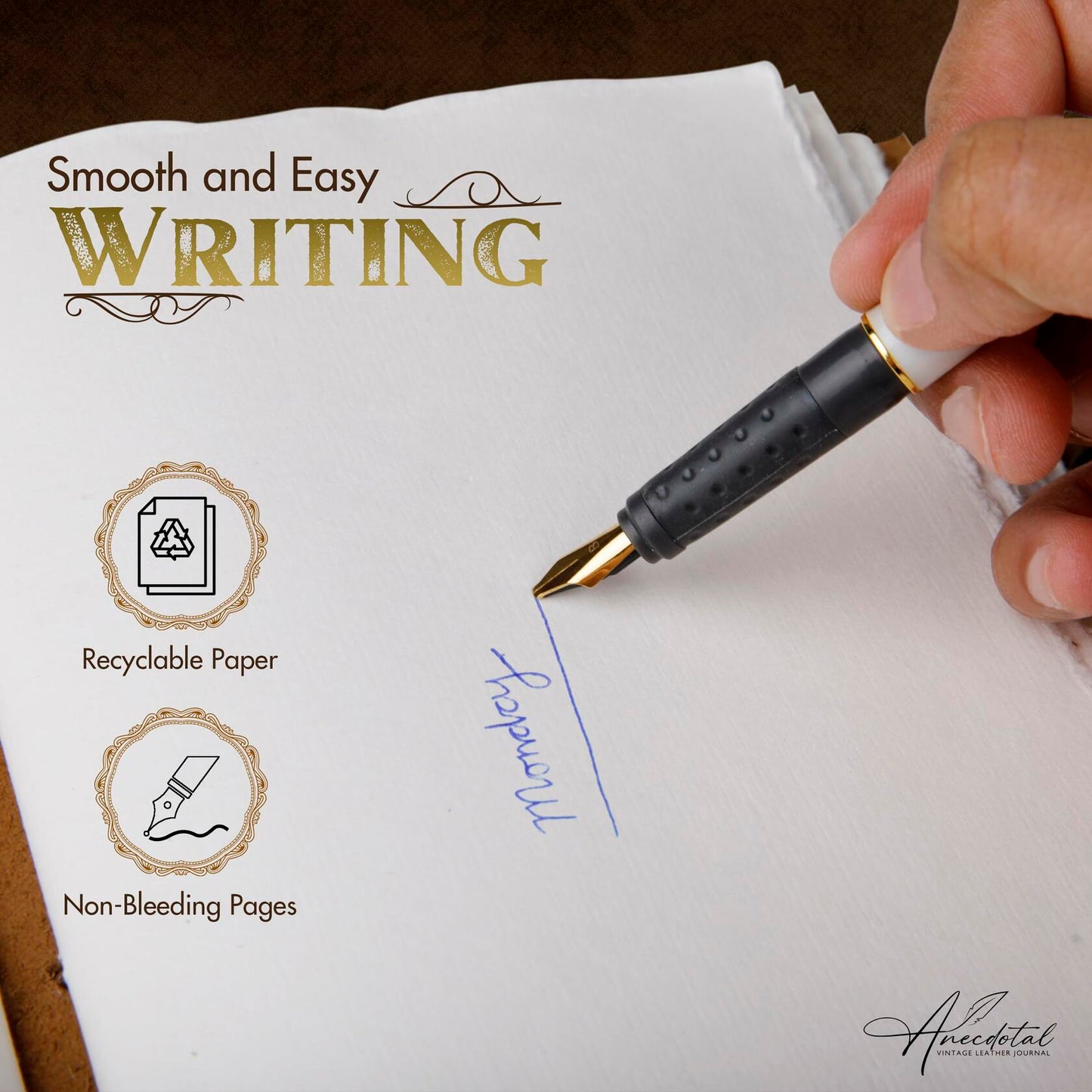 Anecdotal Vintage Genuine Leather Journal 6x8 Brown 200 Pages Unlined