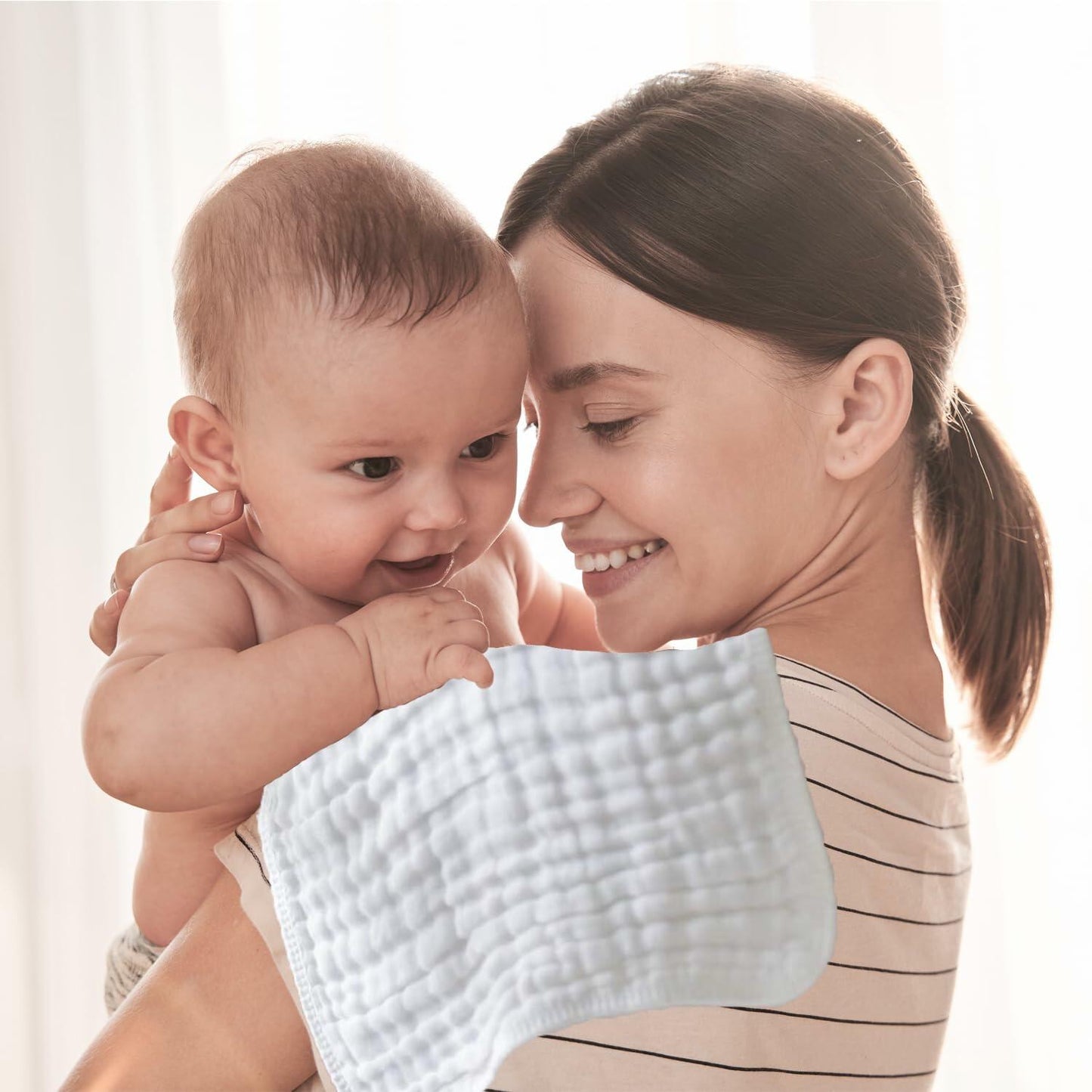 ROXANEPIG Organic Cotton Muslin Burp Cloths 8 Pack White Large 20x10