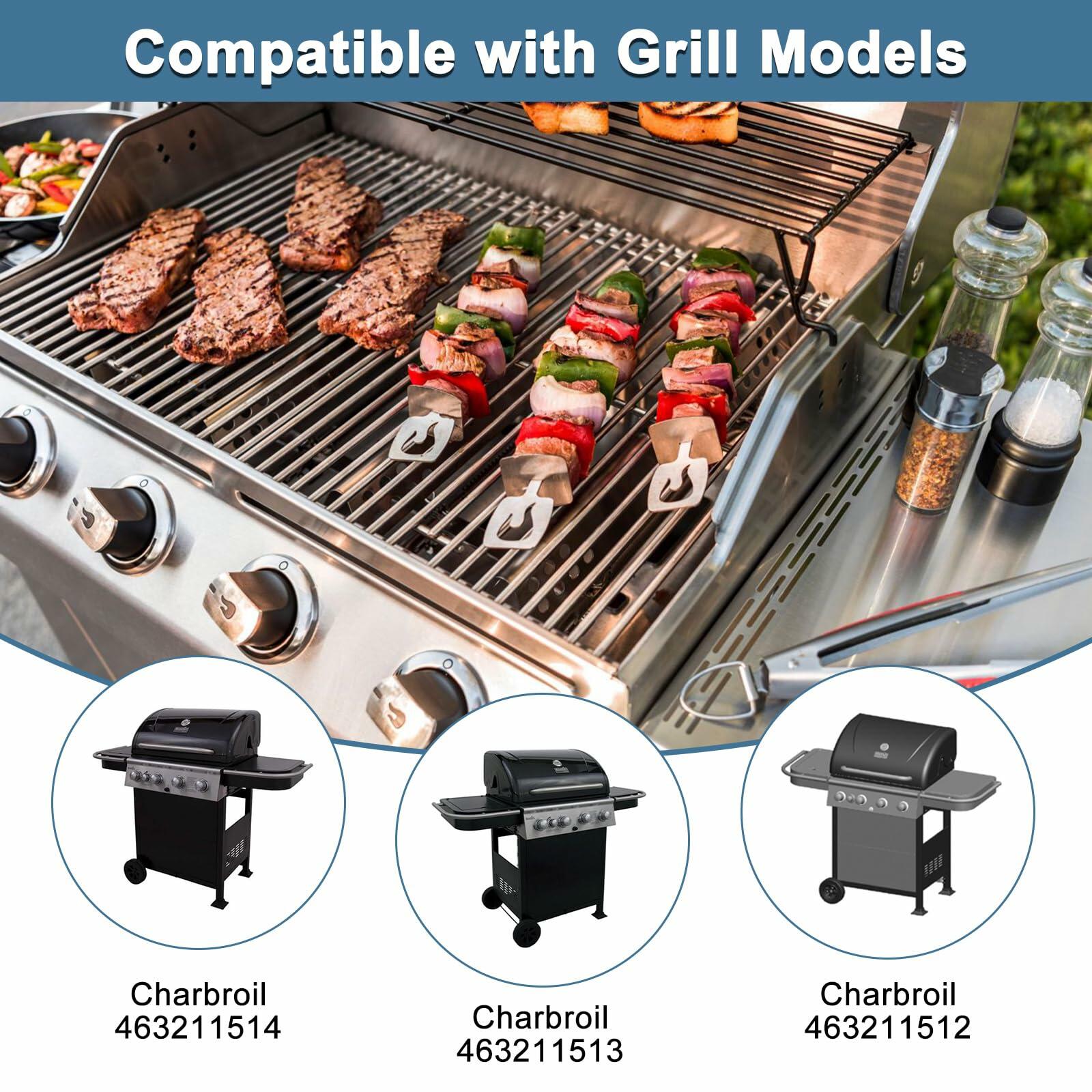 Adviace Grill Replacement Parts for Charbroil 4 Burner Grills Silver Black