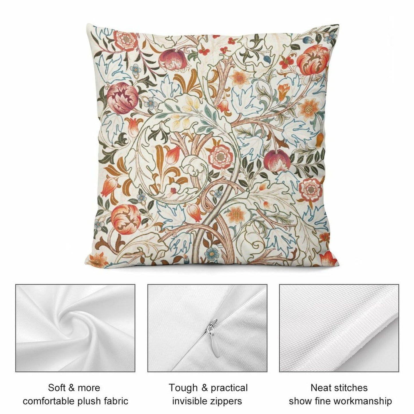 Yaemikoo William Morris Vintage Floral Throw Pillow Covers Set of 2 18x18