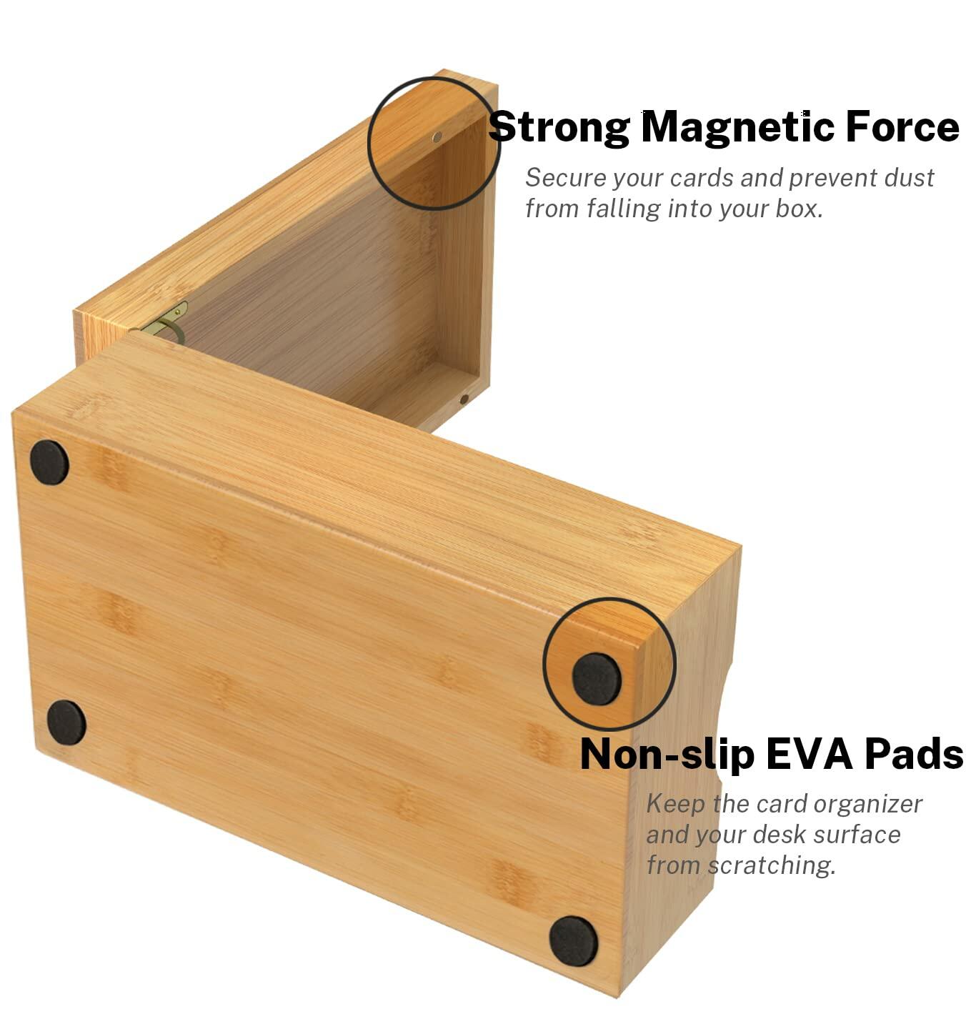 Neando Bamboo Recipe Card Organizer 4x6 Cards 4 Compartments 600 Capacity