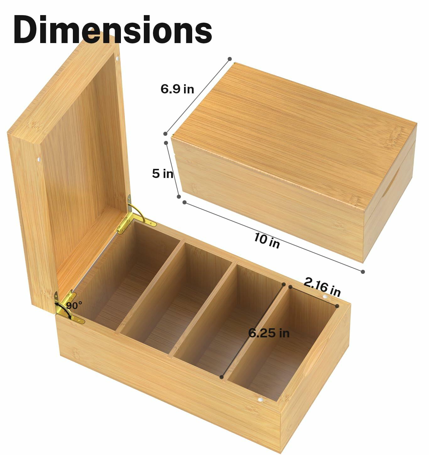 Neando Bamboo Recipe Card Organizer 4x6 Cards 4 Compartments 600 Capacity