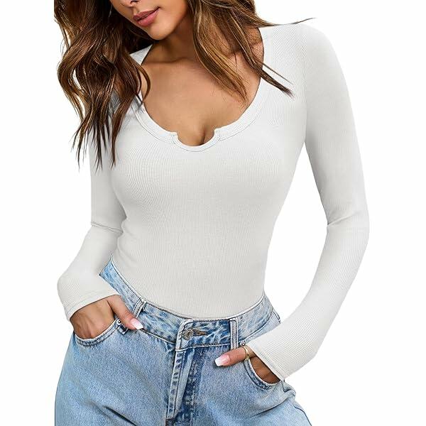 Cicy Bell Womens Ribbed Knit Henley Top Long Sleeve White Size M