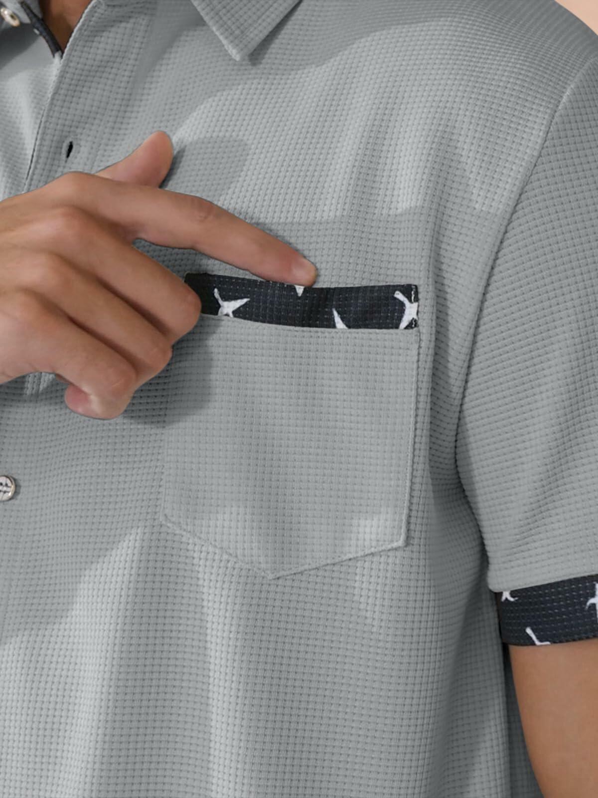 TRFIC Men's Casual Short Sleeve Button Down Shirt Grey Size 3X-Large