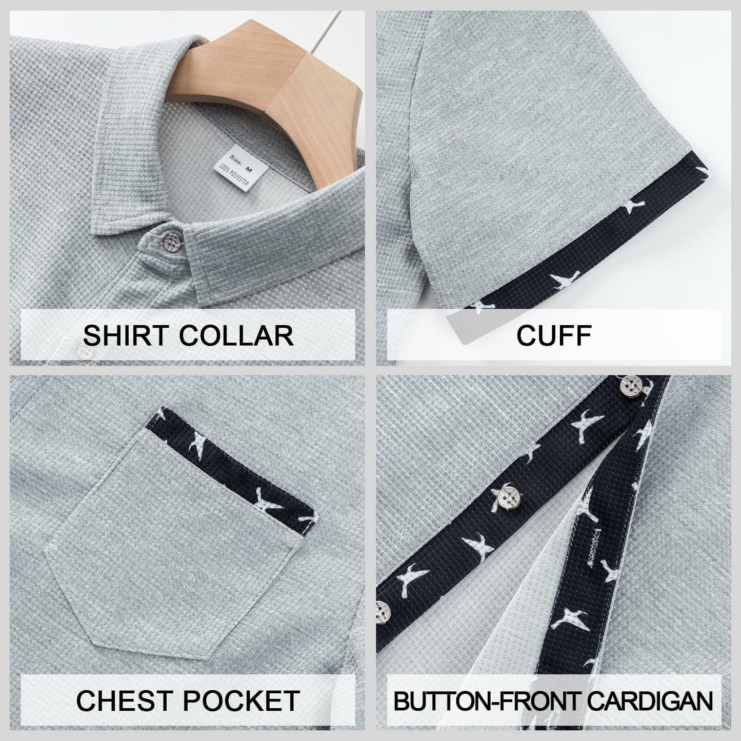 TRFIC Men's Casual Short Sleeve Button Down Shirt Grey Size 3X-Large