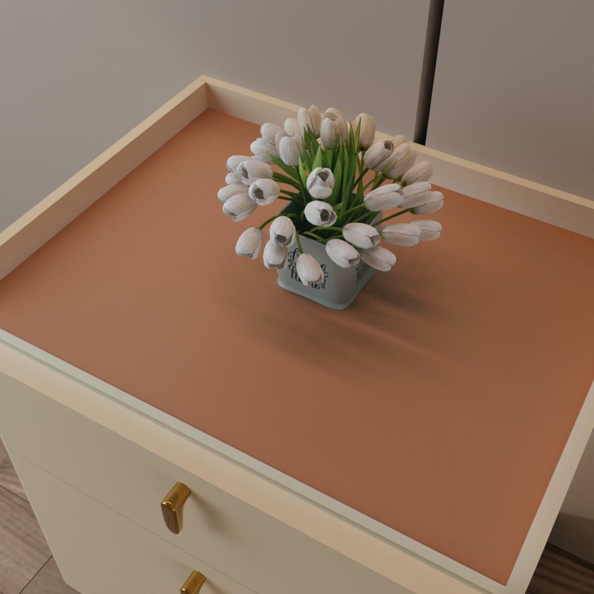 Zinkooat Night Stand Cover Waterproof Leather Brown+Gray 12x24 Inch