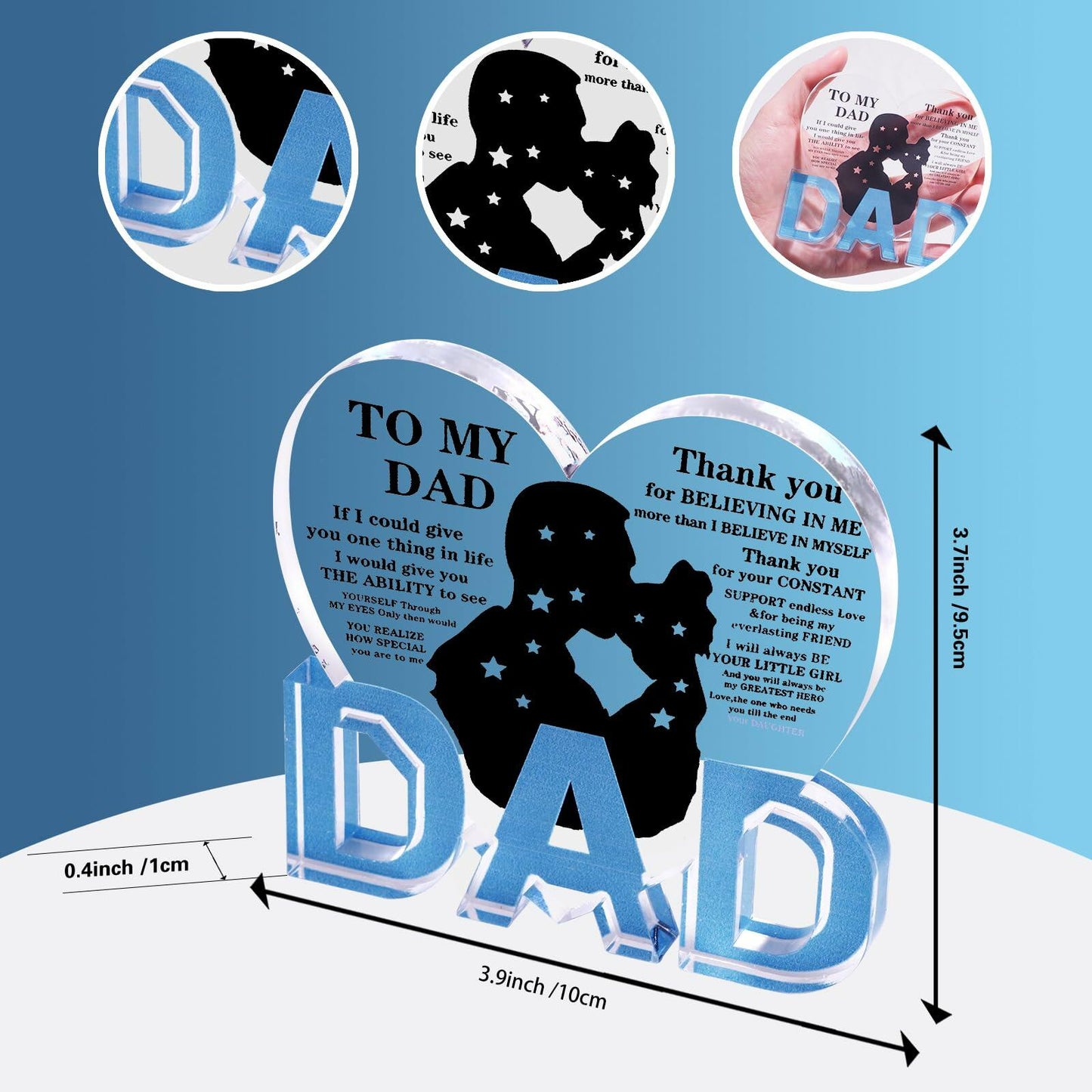 Fathers Day Gifts for Dad Plaque from Daughter - Ideal Birthday Christmas