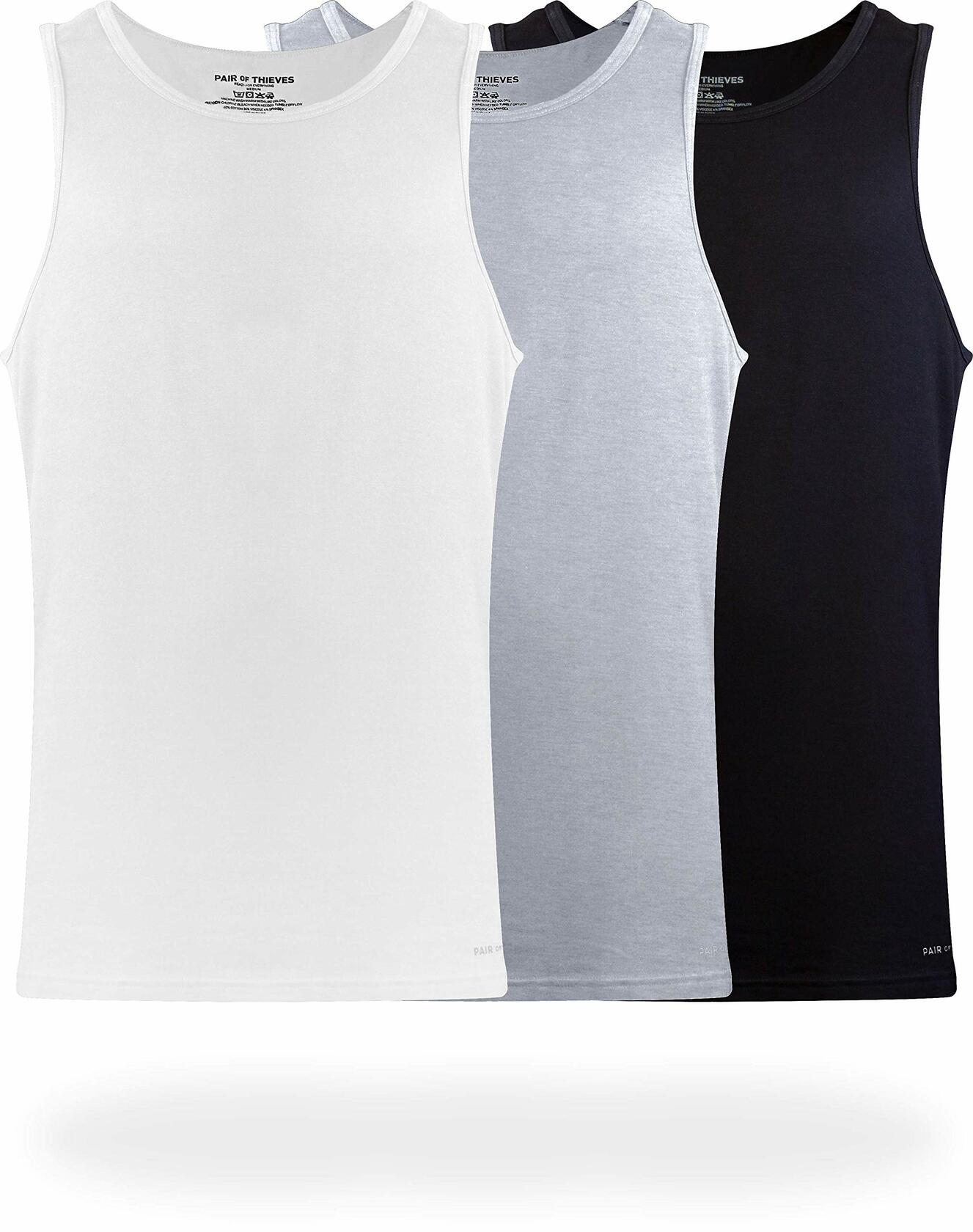 Pair of Thieves Men's 3 Pack Super Soft Tank Top White Black Grey Size M