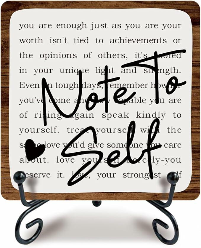 Ketsord 5x5 Black Gossip Wood Plaque Note To Self Inspirational Quote