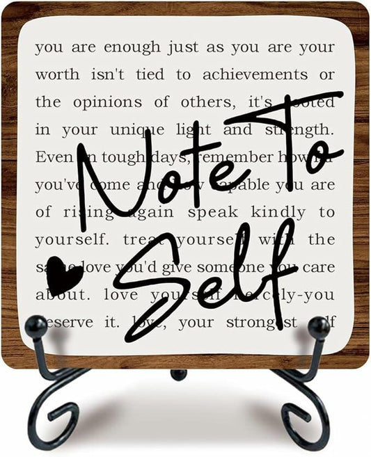 Ketsord 5x5 Black Gossip Wood Plaque Note To Self Inspirational Quote