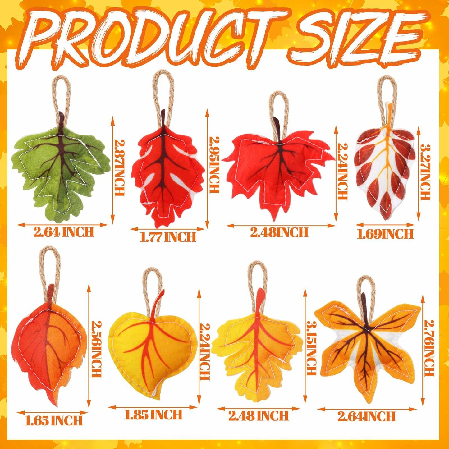 HunnmingRe 24 Pcs Thanksgiving Fall Felt Ornaments Maple Leaf Orange Decor