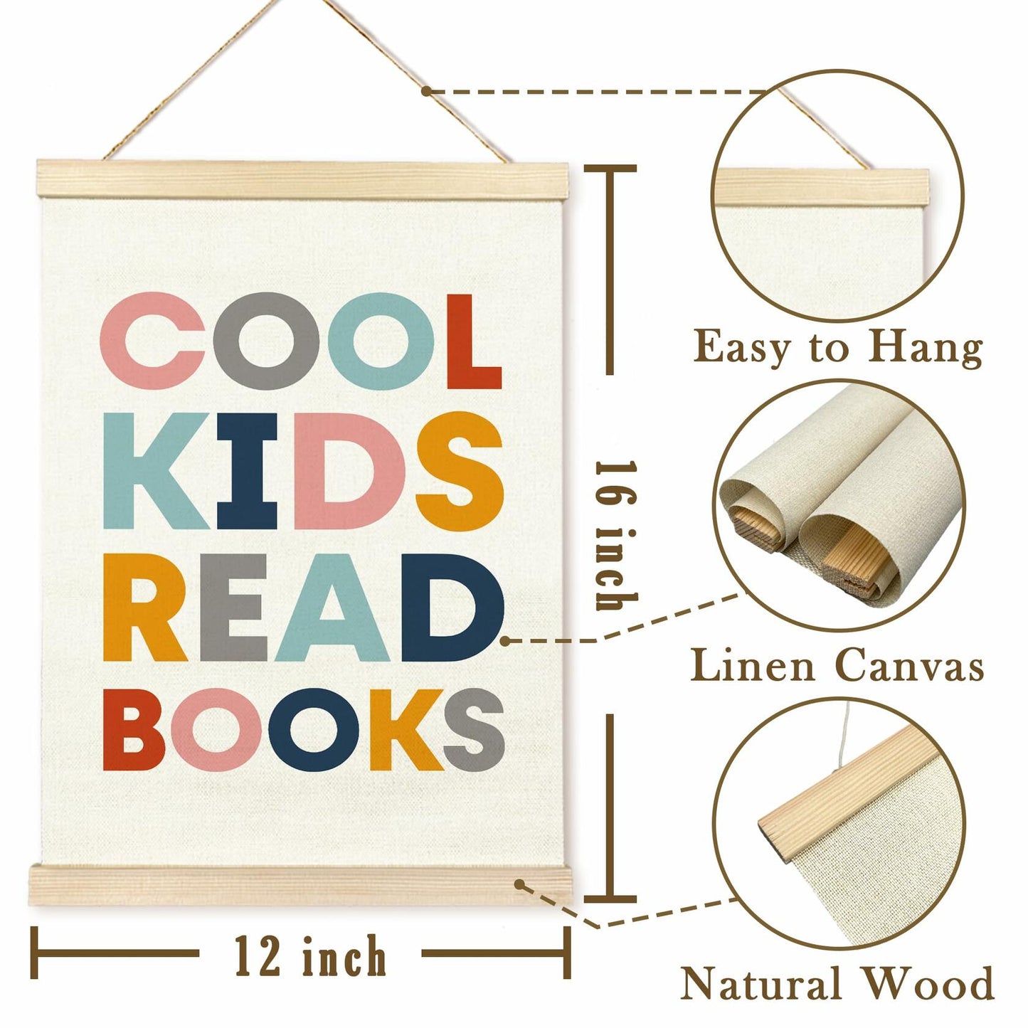 TAEDIN Kids Book Poster Hanger Frame Wooden Colorful 12x16 Space Theme