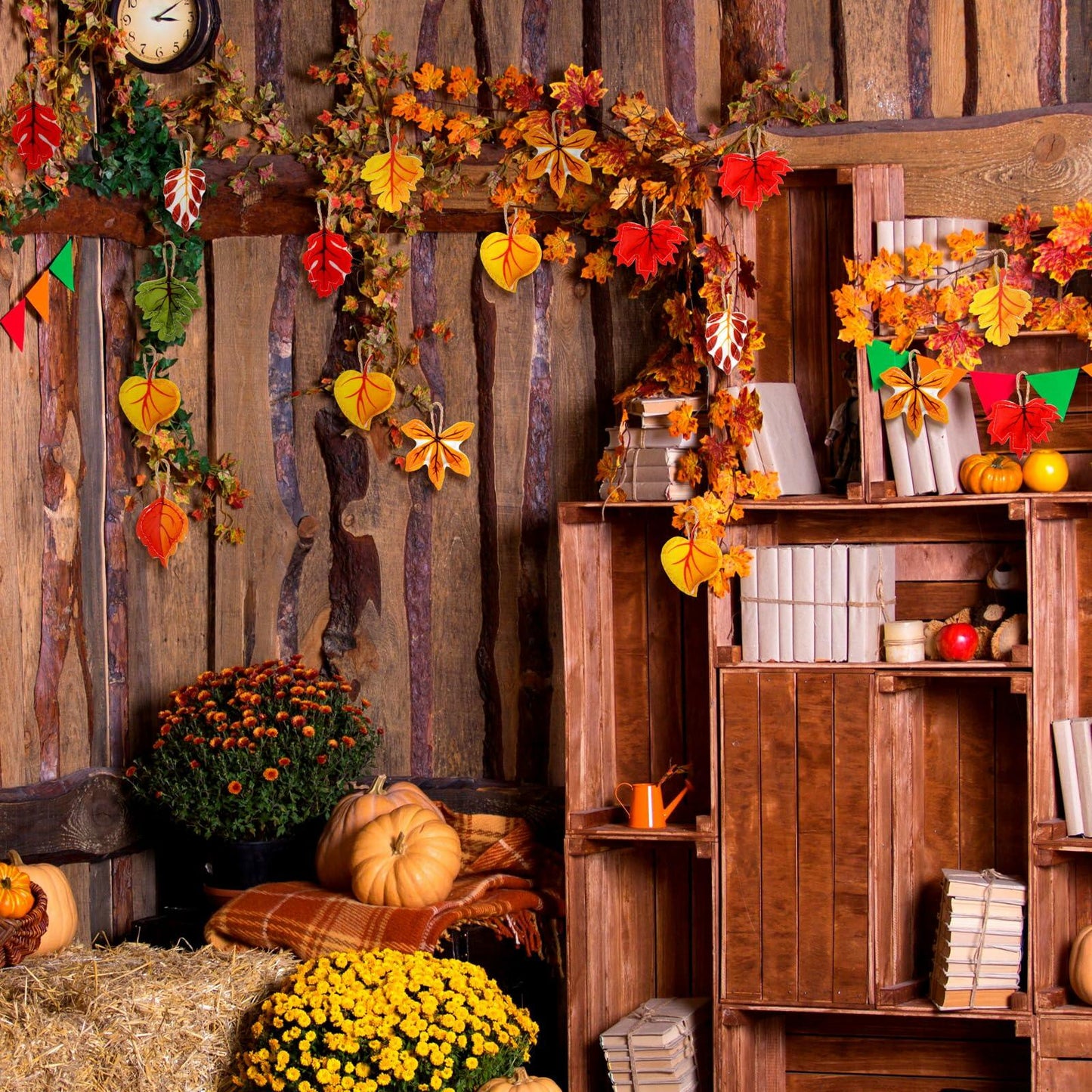 HunnmingRe 24 Pcs Thanksgiving Fall Felt Ornaments Maple Leaf Orange Decor