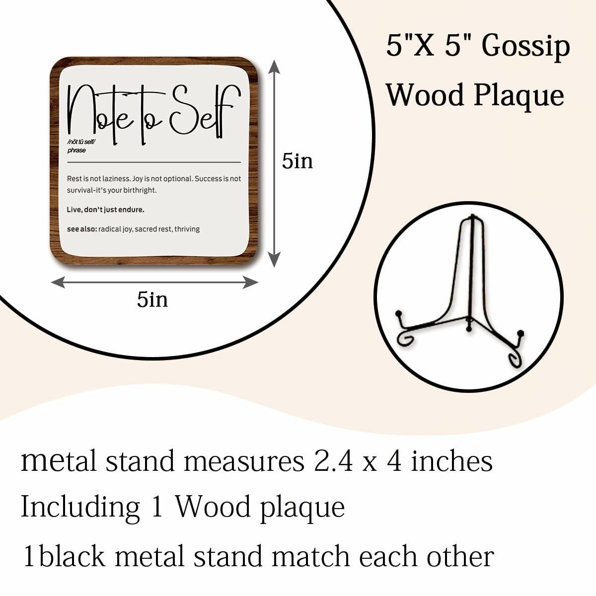 Ketsord 5x5 Black Gossip Wood Plaque Note To Self Inspirational Quote