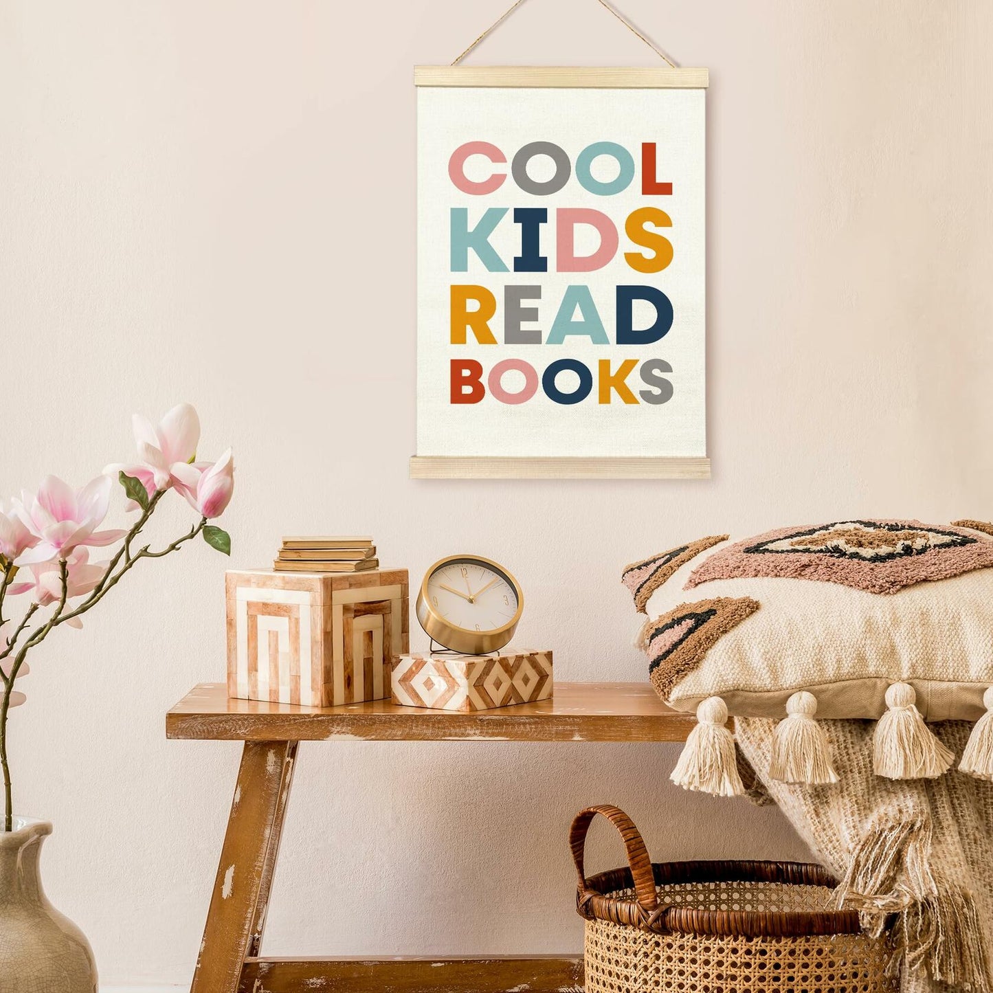 TAEDIN Kids Book Poster Hanger Frame Wooden Colorful 12x16 Space Theme