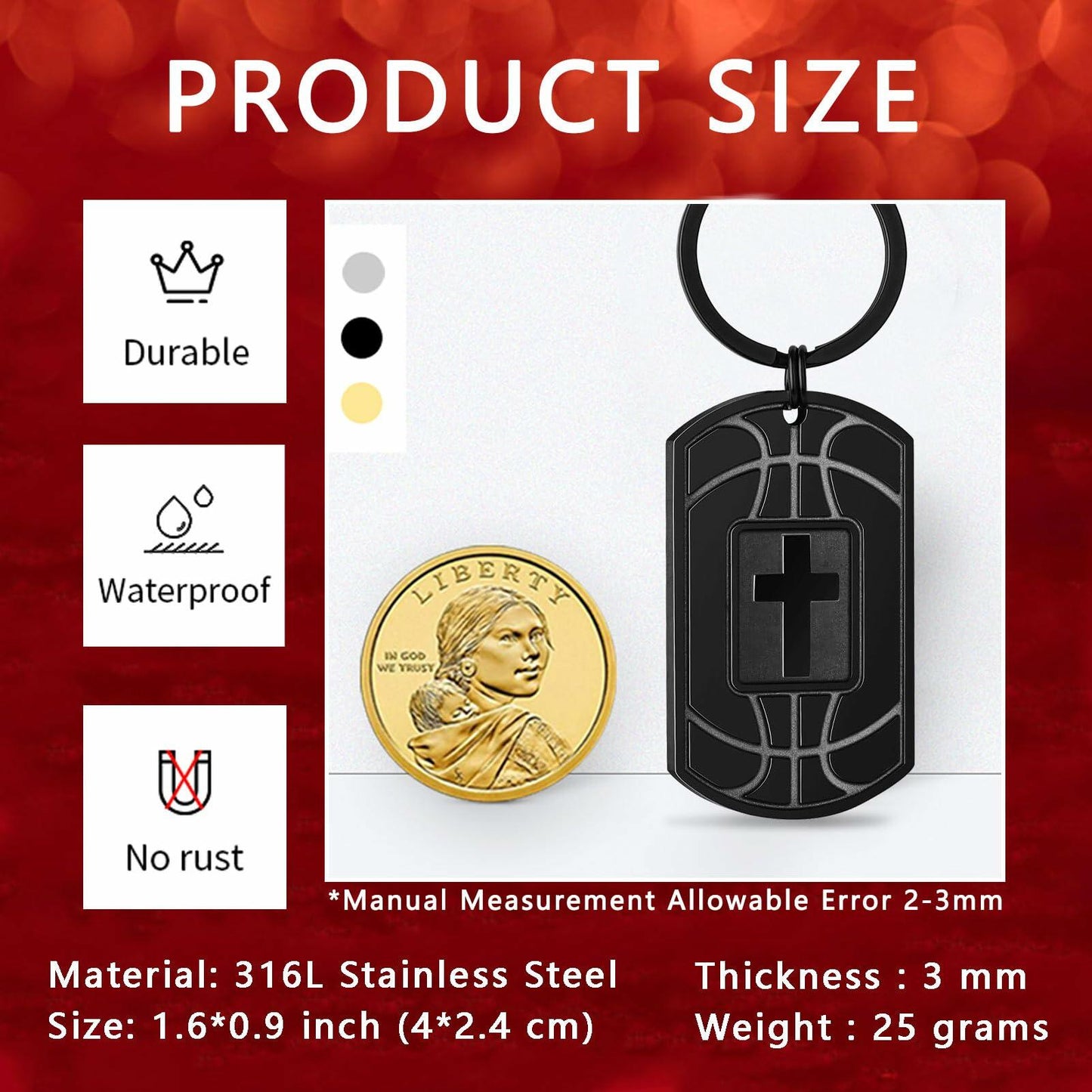 Miss Chipmunk Football Bible Verse Keychain Men Black Medium