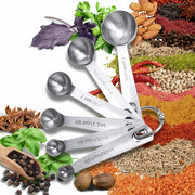 Jane Kitch Stainless Steel Measuring Spoons Set of 6 Silver Metal Kitchen