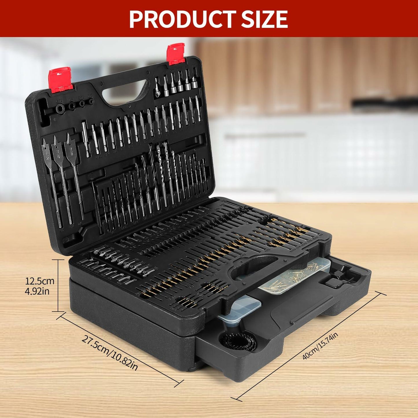 Wakuka 400 Pcs Drill Bit & Screwdriver Set Black High Speed Steel Titanium