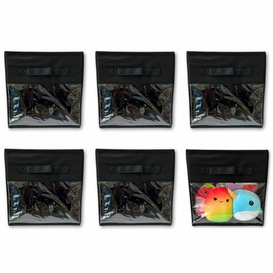 Frankie & Ivy 11 Inch Clear Front Storage Bins Gray 6 Pack Fabric