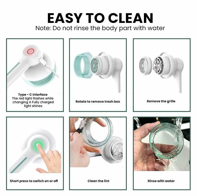 Generic Fabric Shaver Rechargeable Lint Remover 6 Leaf Blades White