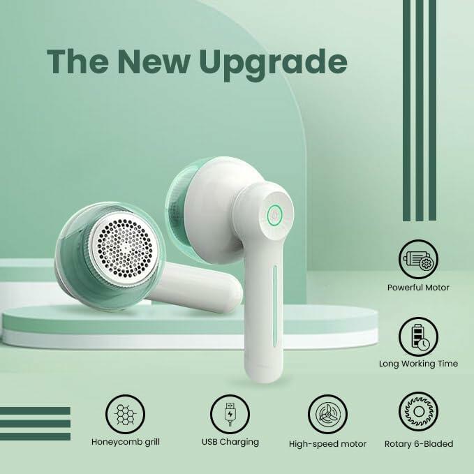 Generic Fabric Shaver Rechargeable Lint Remover 6 Leaf Blades White