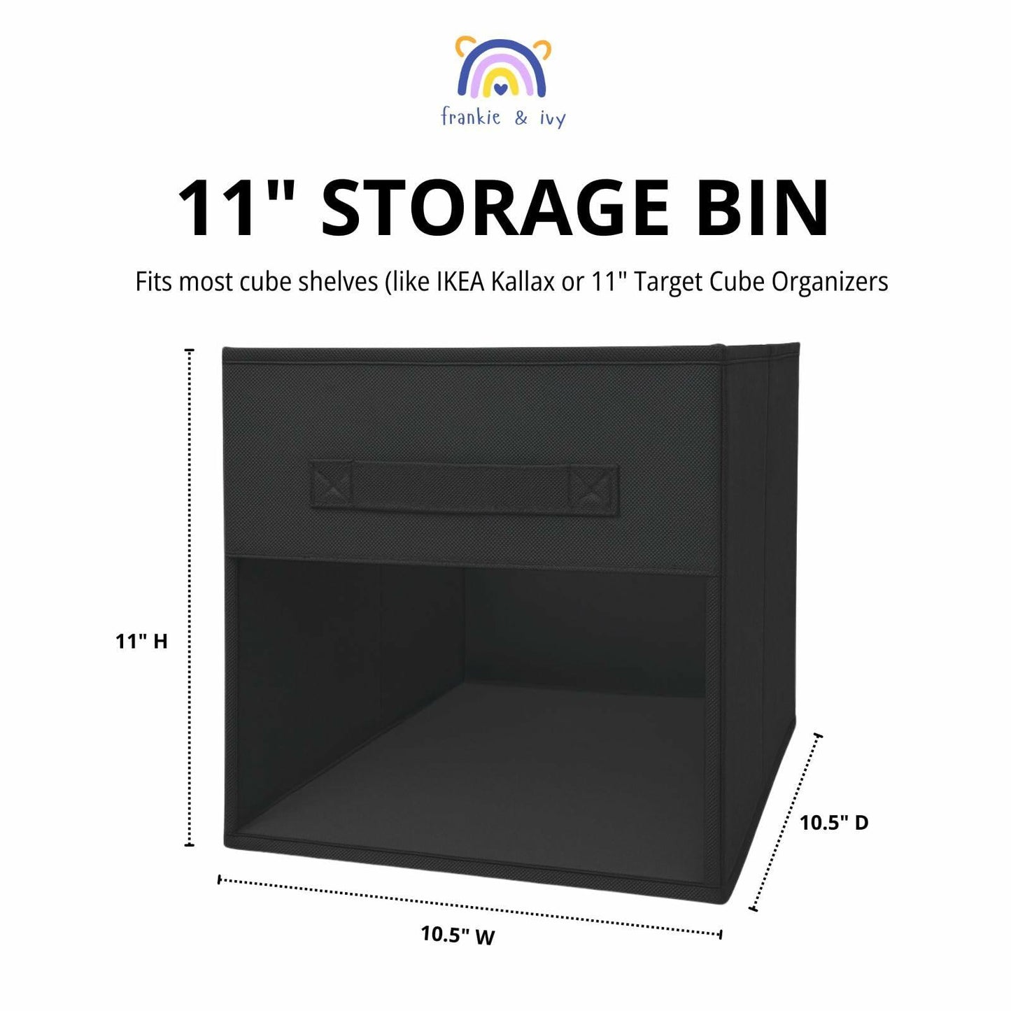 Frankie & Ivy 11 Inch Clear Front Storage Bins Gray 6 Pack Fabric